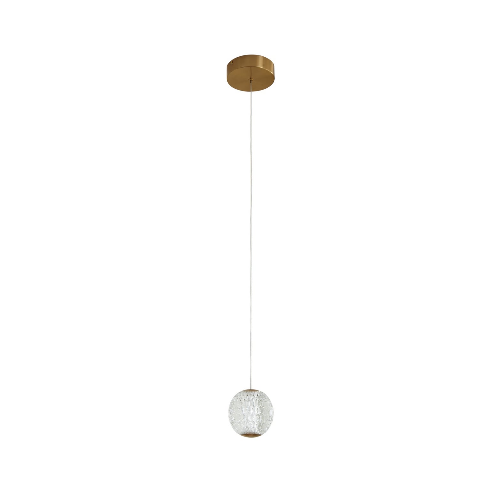 LED pendellampe Ismenia antikk messing akryl Ø11 cm montert i rom