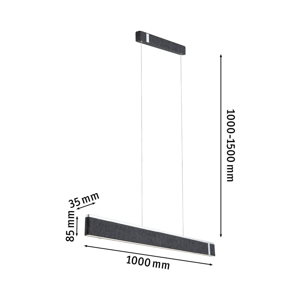 Montert LED pendellampe Jagun filt antrasitt 100 cm Zigbee dimbar i rom