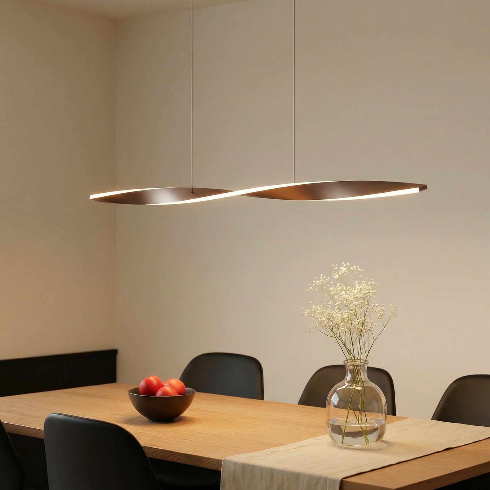LED pendellampe Jaren svart/brun 100 cm bakside
