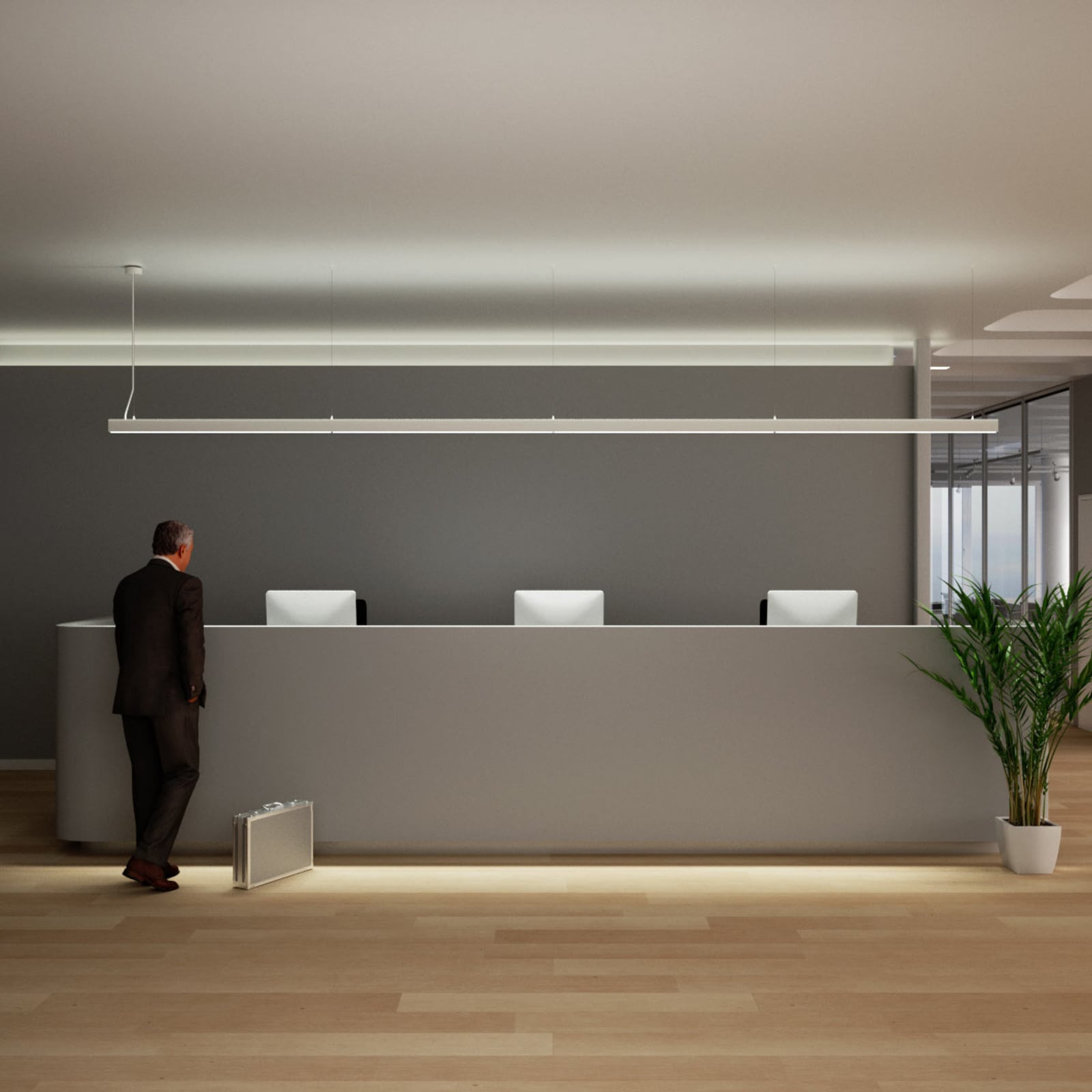 LED pendellampe Jolinda slim opp/ned aluminium bakside
