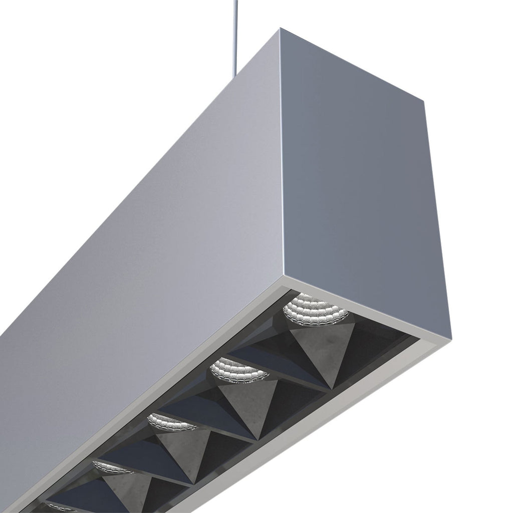 LED pendellampe Jolinda slim opp/ned aluminium nærbilde av LED-lys
