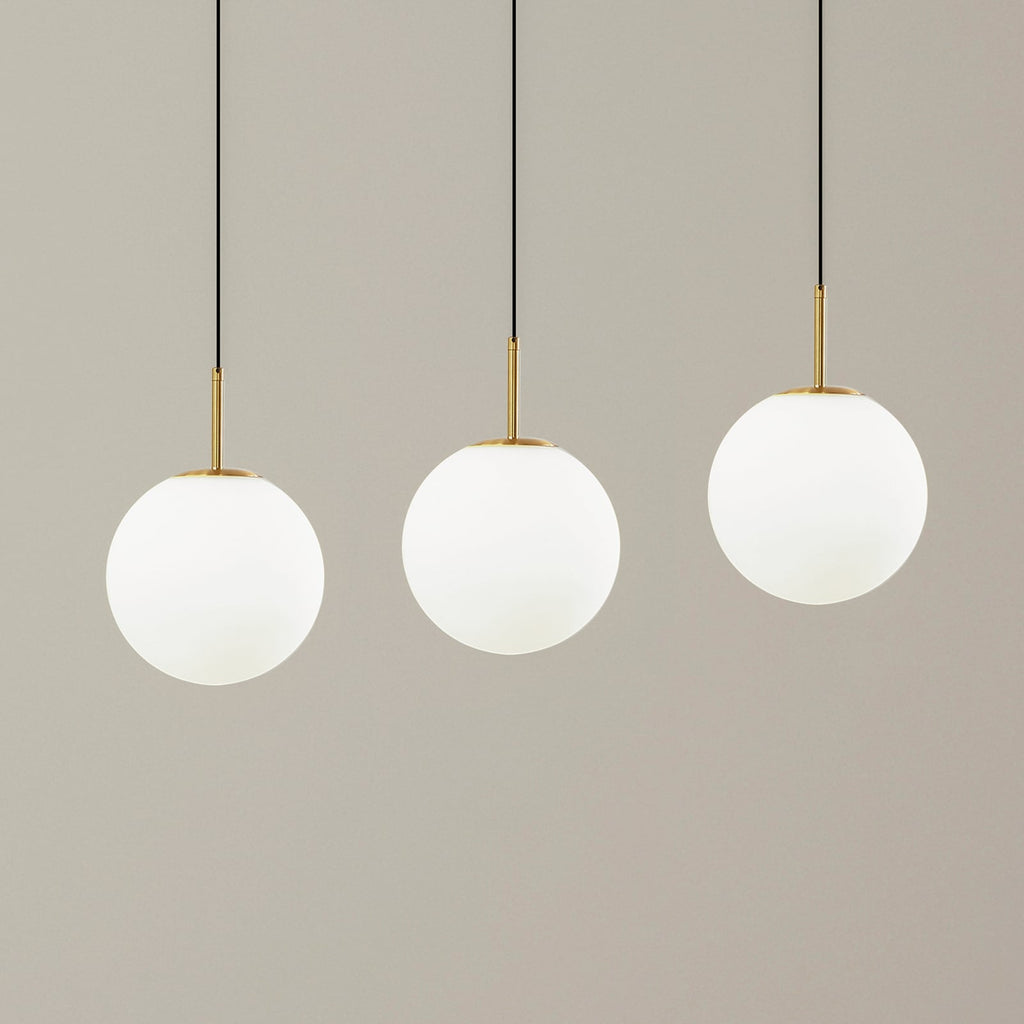 LED pendellampe Joran 3-lys glass hvit/gull Ø20 cm forfra