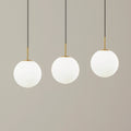 LED pendellampe Joran 3-lys glass hvit/gull Ø20 cm forfra
