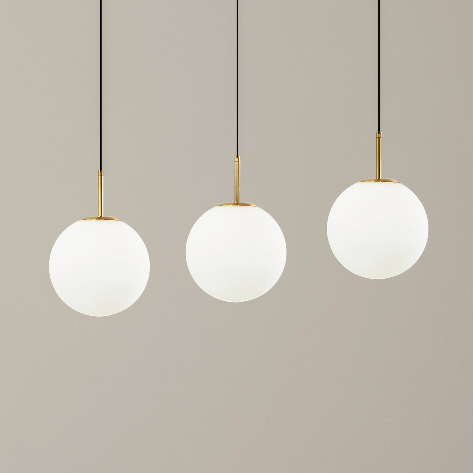 LED pendellampe Joran 3-lys glass hvit/gull Ø20 cm forfra