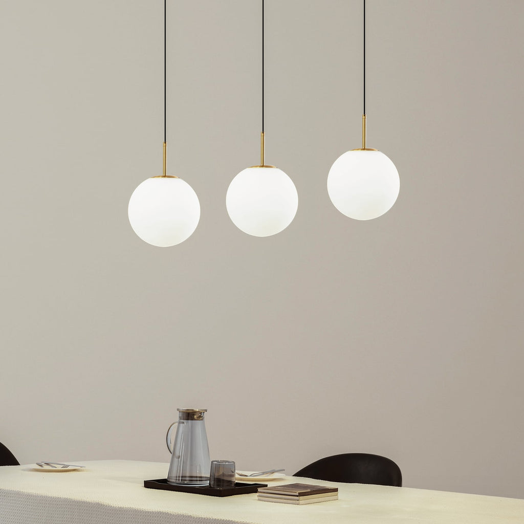 LED pendellampe Joran 3-lys glass hvit/gull Ø20 cm bakside