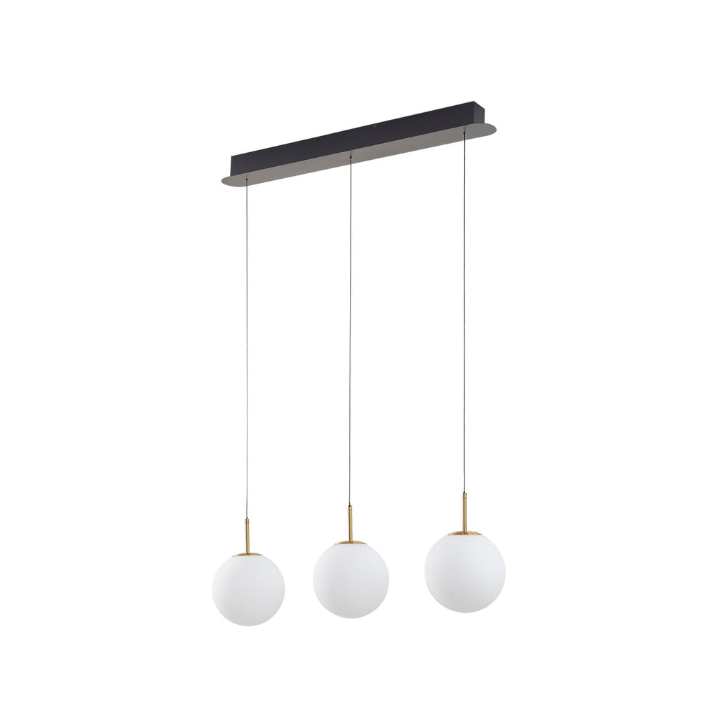 LED pendellampe Joran 3-lys glass hvit/gull Ø20 cm montert