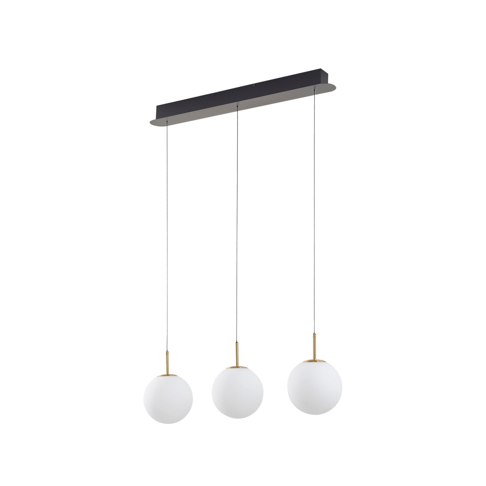 LED pendellampe Joran 3-lys glass hvit/gull Ø20 cm montert
