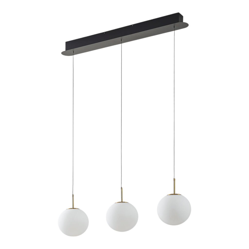 LED pendellampe Joran 3-lys glass hvit/gull Ø20 cm glass
