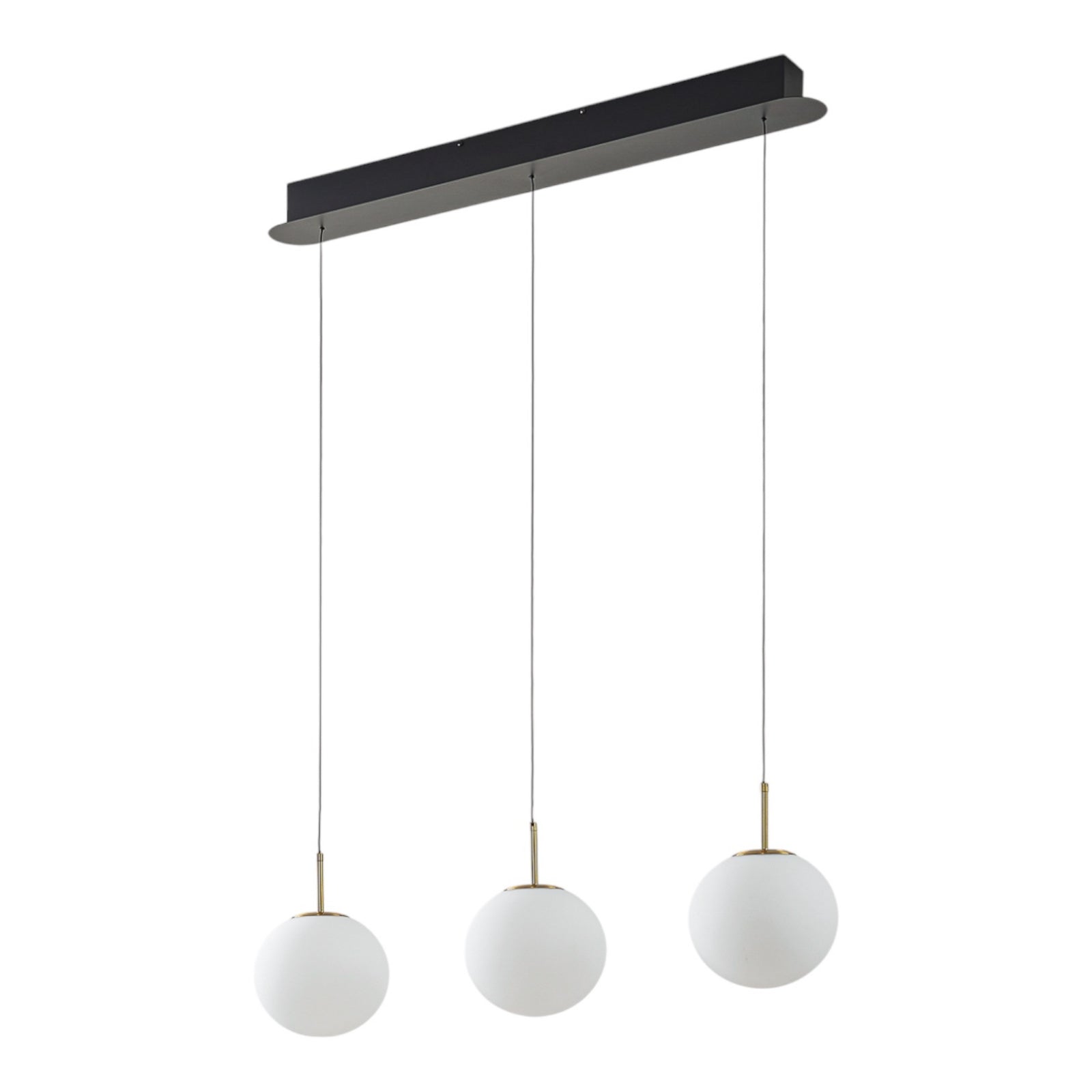 LED pendellampe Joran 3-lys glass hvit/gull Ø20 cm glass