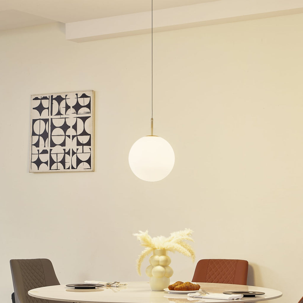 LED pendellampe Joran opalglass hvit/gull bakside