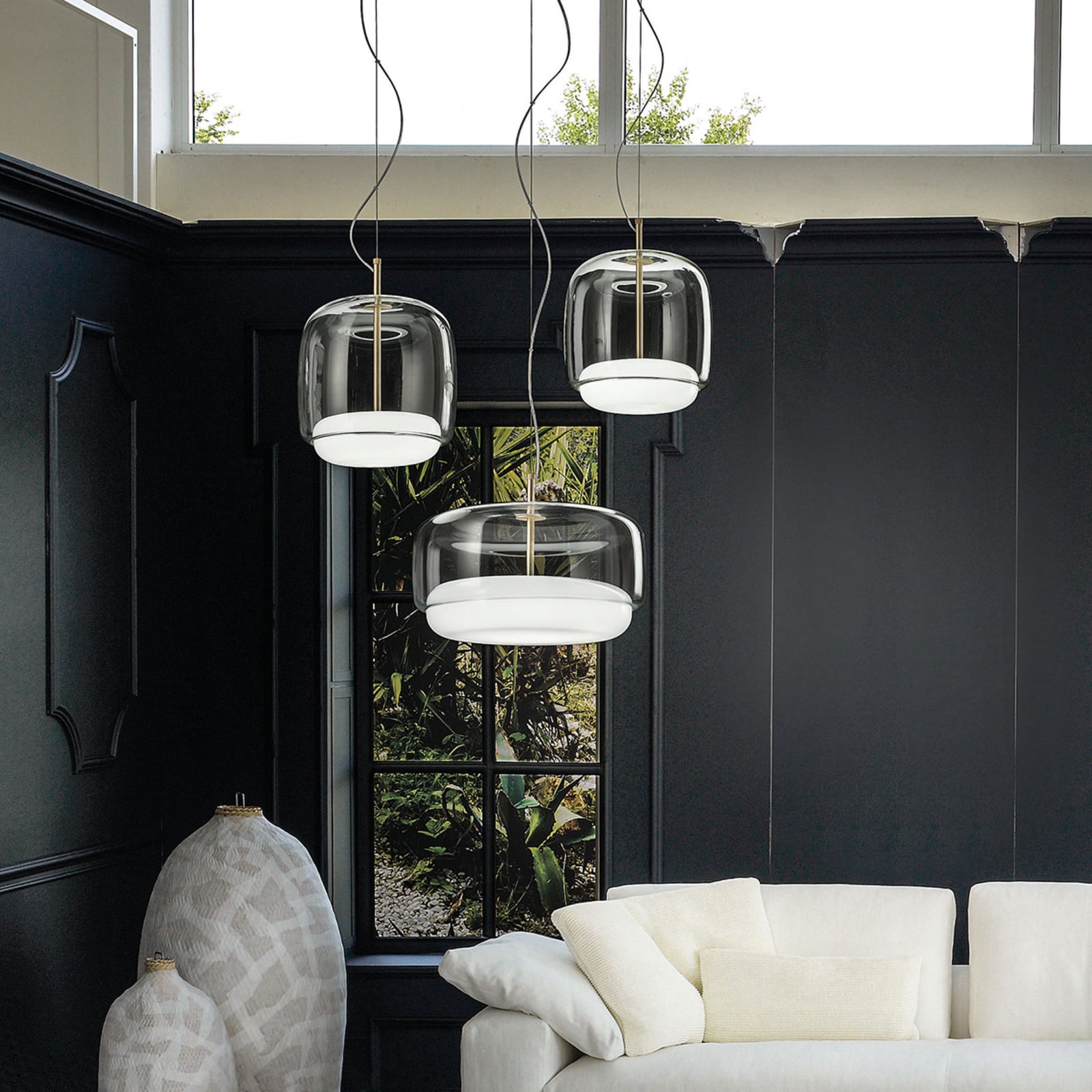 LED pendellampe Jube SP klar/hvit glass dimbar nærbilde