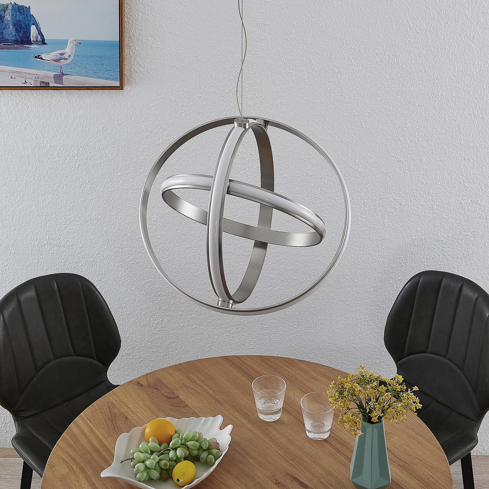 LED pendellampe Kamilya dimbar nikkel aluminium 50 cm detalj av lampe