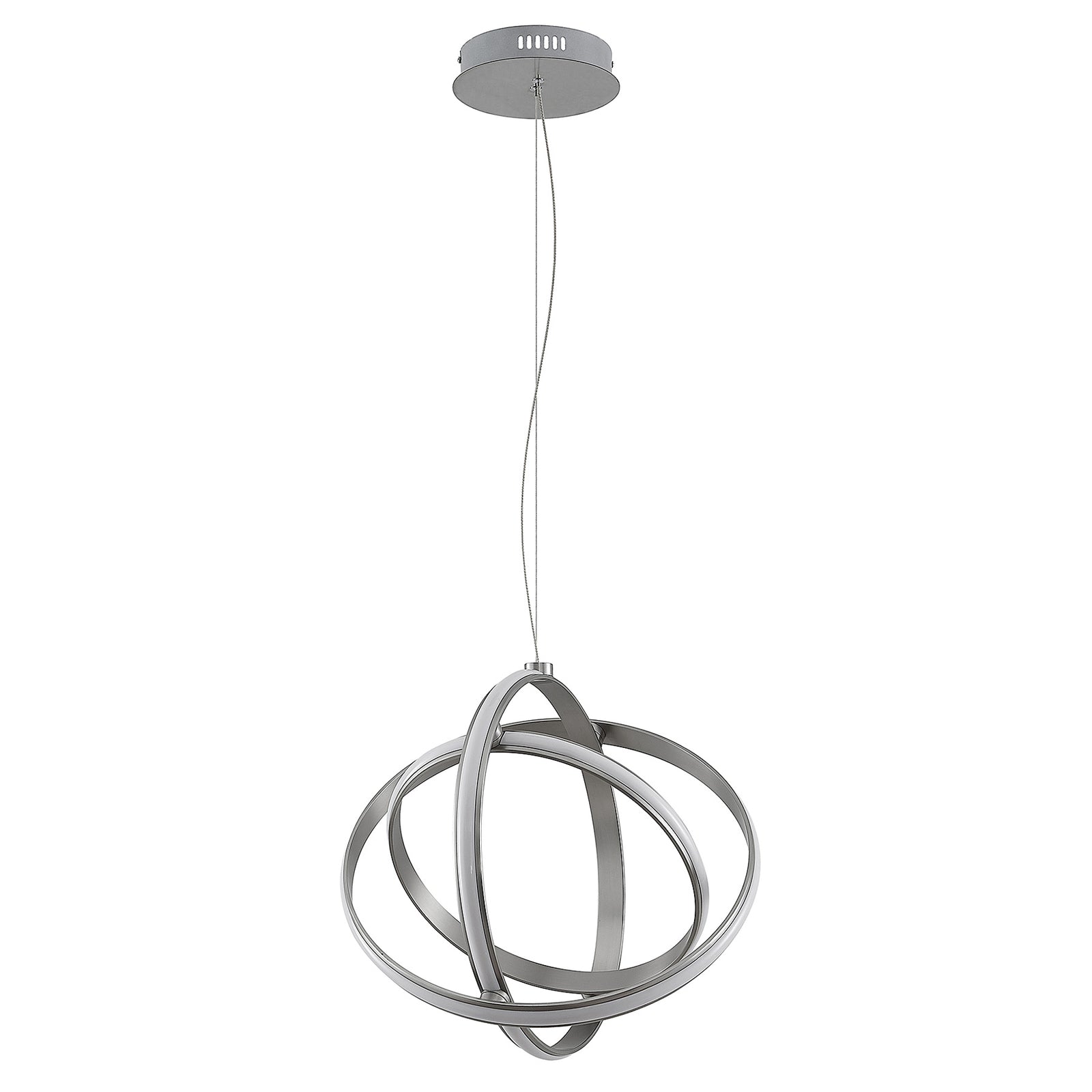LED pendellampe Kamilya dimbar nikkel aluminium 50 cm montert i rom