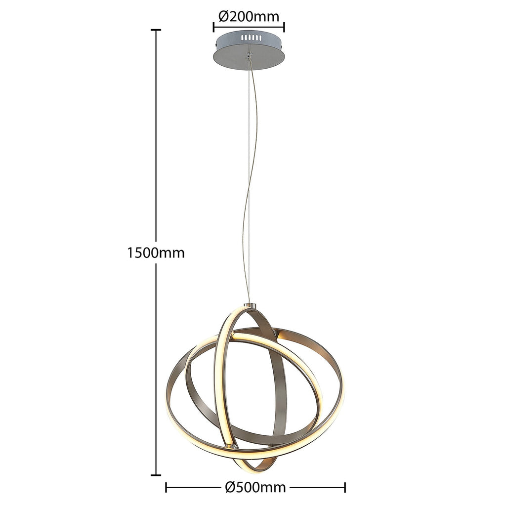 LED pendellampe Kamilya dimbar nikkel aluminium 50 cm nærbilde av materiale