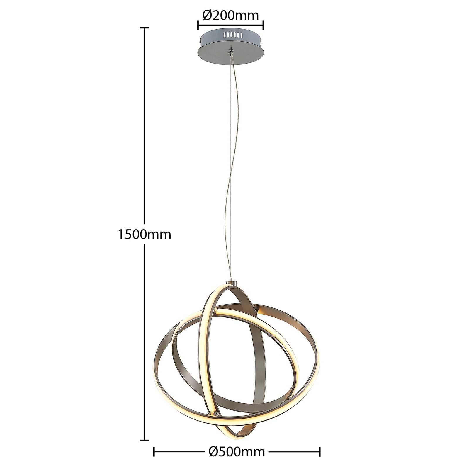 LED pendellampe Kamilya dimbar nikkel aluminium 50 cm nærbilde av materiale