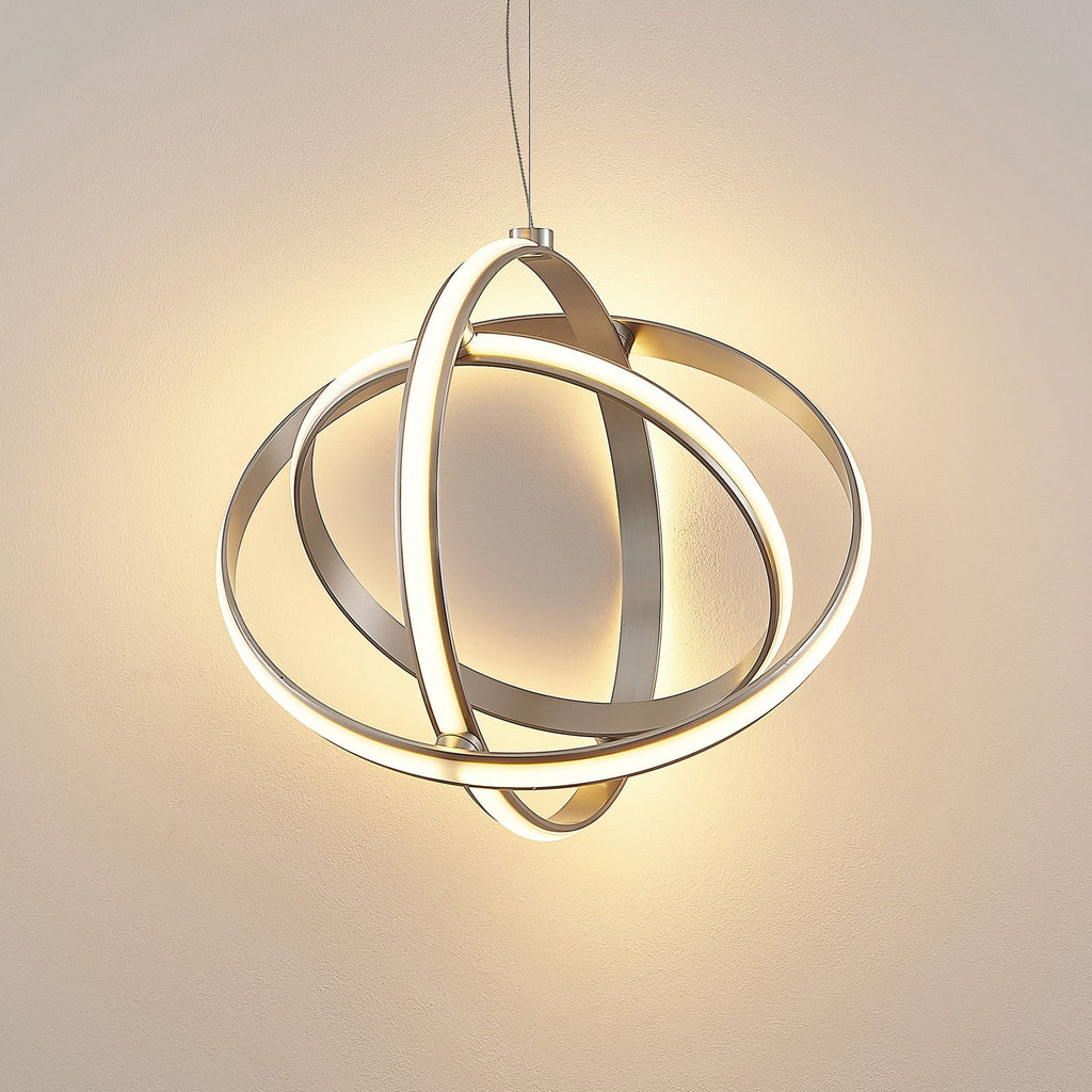 LED pendellampe Kamilya dimbar nikkel aluminium 50 cm sideprofil