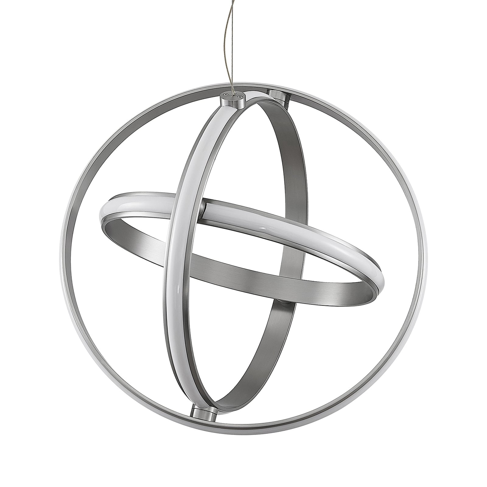 LED pendellampe Kamilya dimbar nikkel aluminium 50 cm lys i mørkt rom