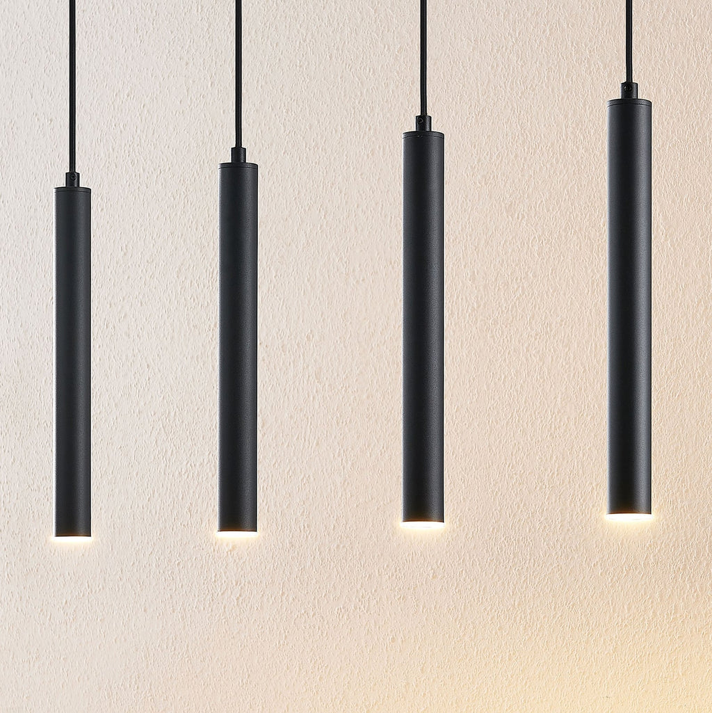 LED pendellampe Kammeron svart 4-lys jern 80 cm bakside