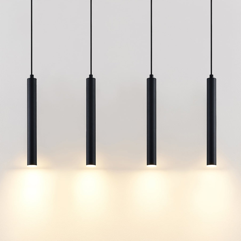 LED pendellampe Kammeron svart 4-lys jern 80 cm montert i rom