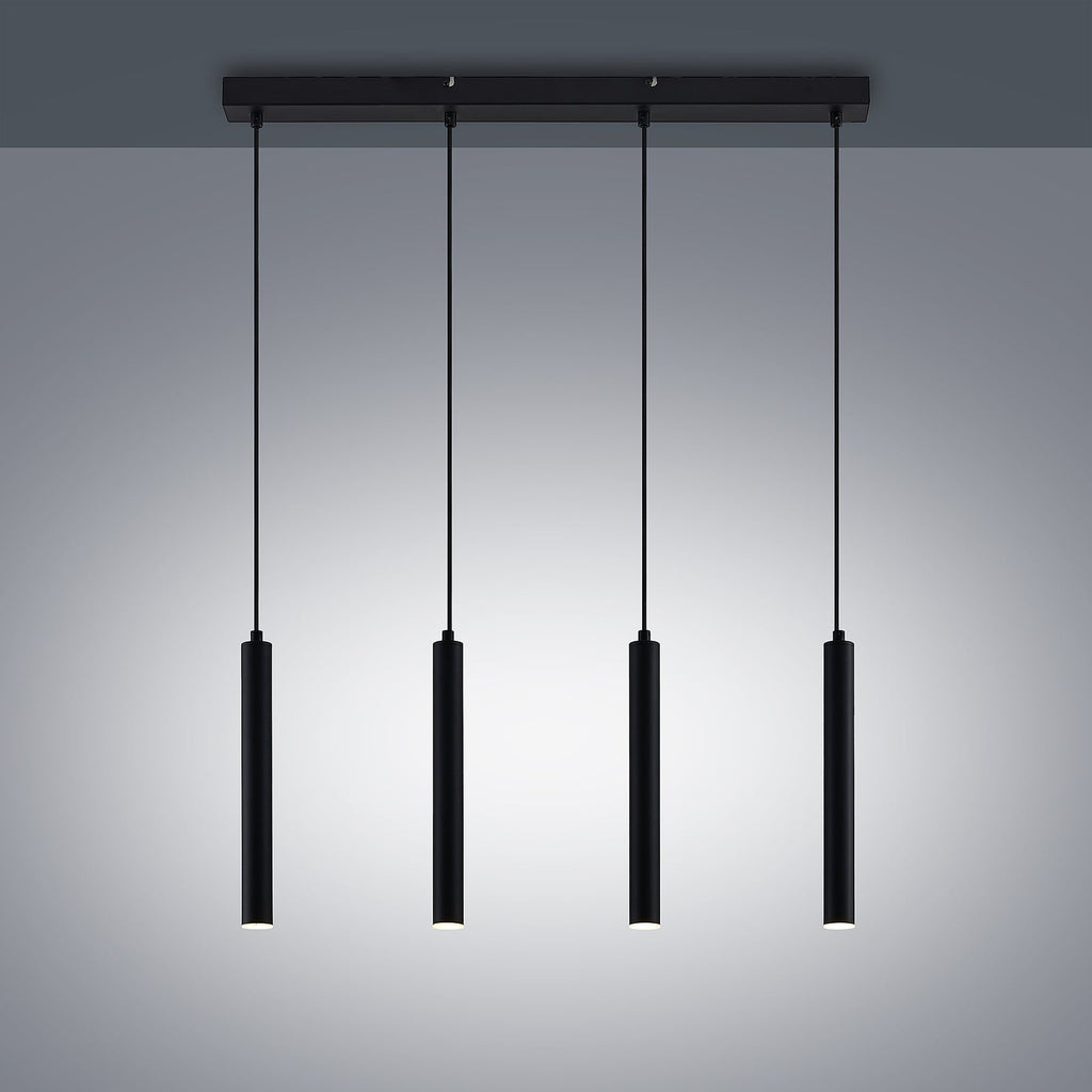 LED pendellampe Kammeron svart 4-lys jern 80 cm nærbilde av LED-lys