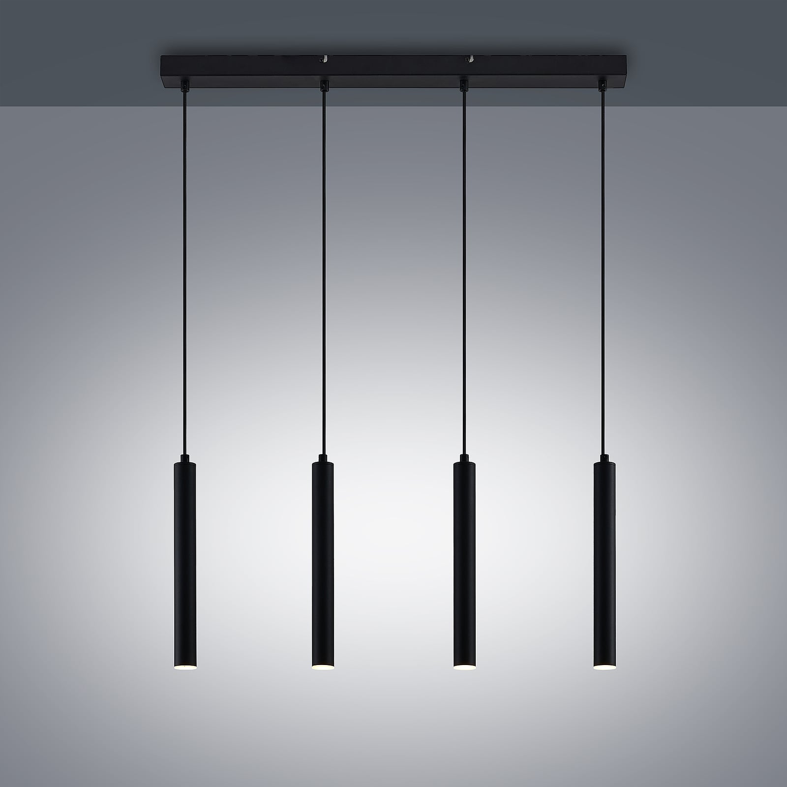 LED pendellampe Kammeron svart 4-lys jern 80 cm nærbilde av LED-lys