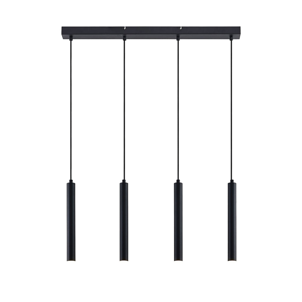 LED pendellampe Kammeron svart 4-lys jern 80 cm sideprofil