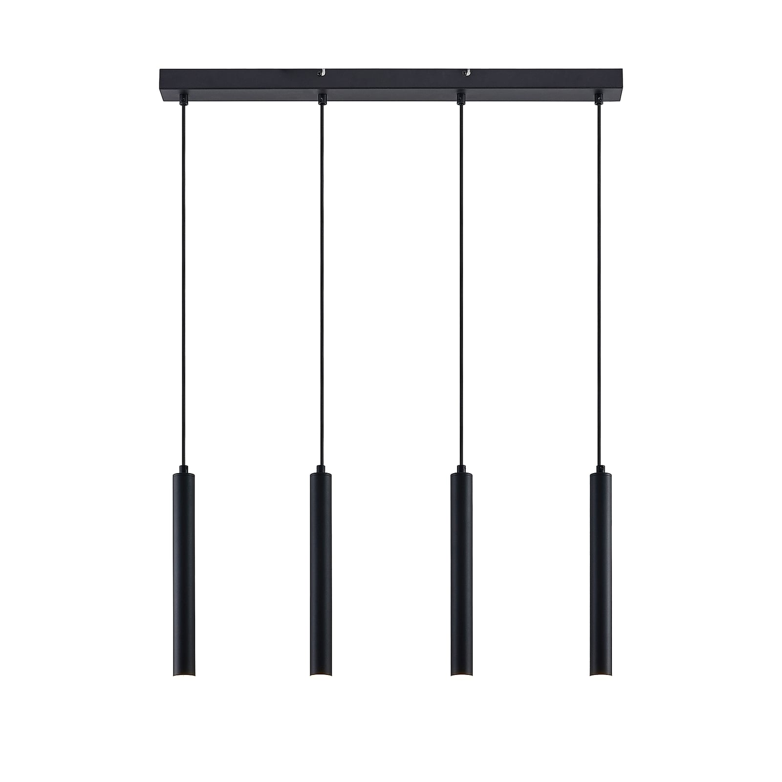 LED pendellampe Kammeron svart 4-lys jern 80 cm sideprofil