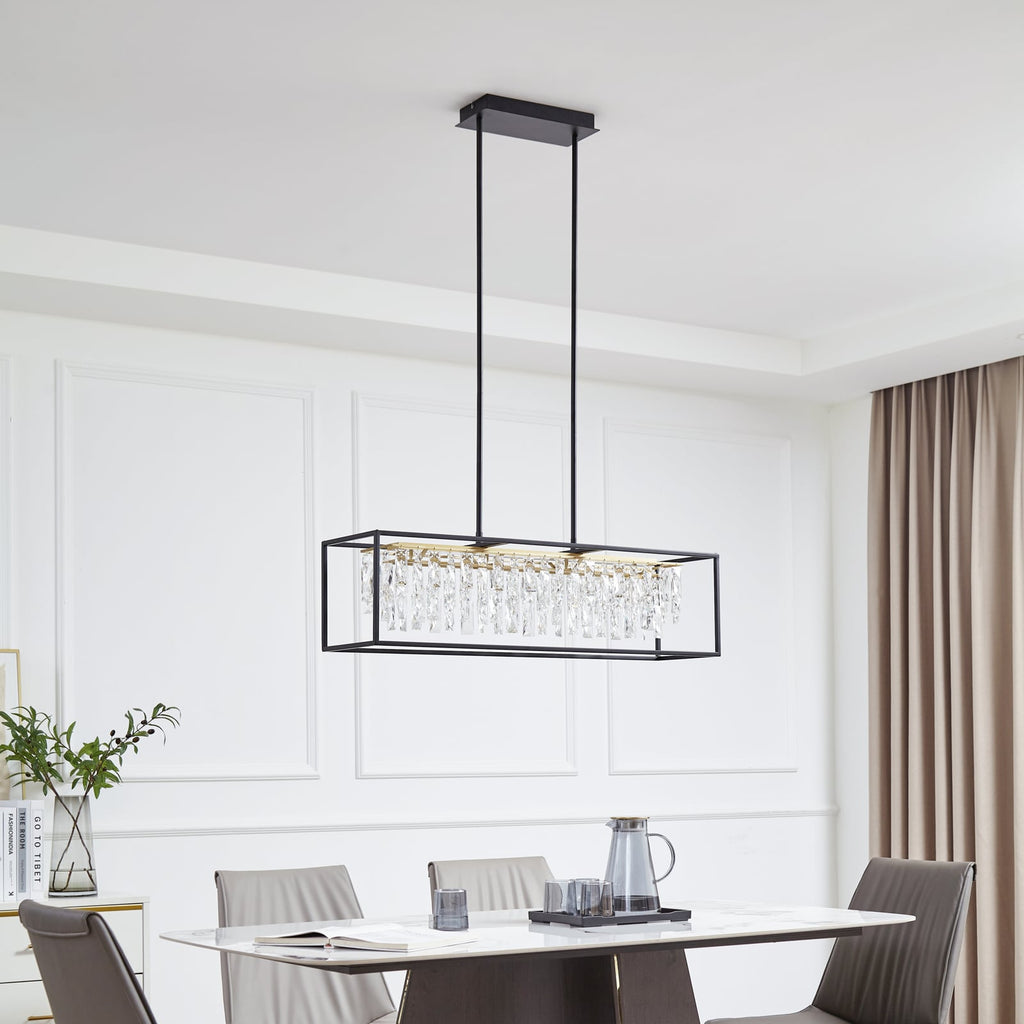 LED pendellampe Kassi dimbar svart krystalloptikk bakside