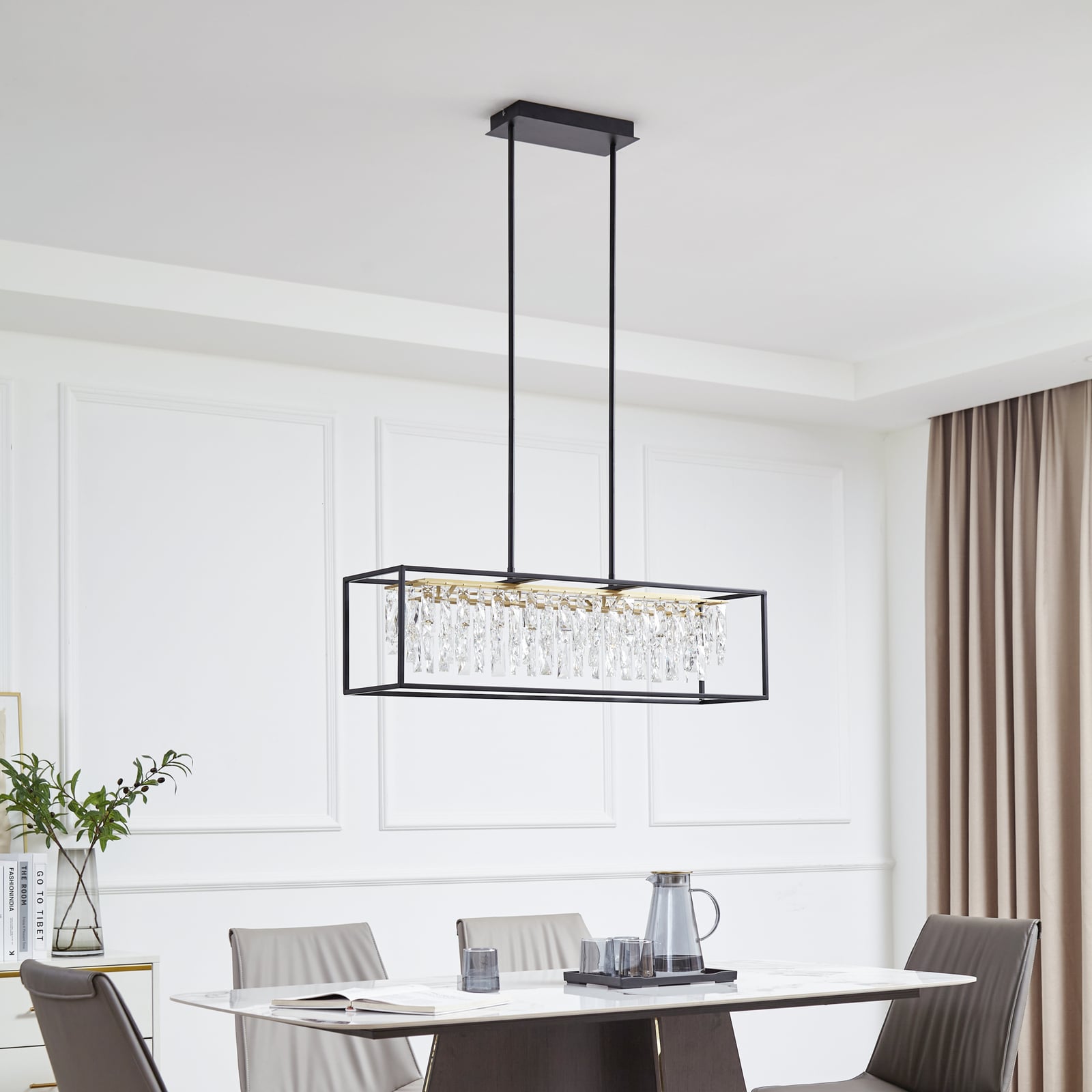 LED pendellampe Kassi dimbar svart krystalloptikk bakside