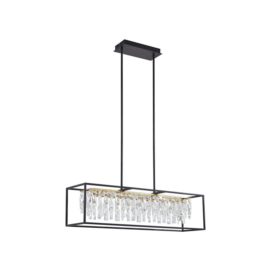 LED pendellampe Kassi dimbar svart krystalloptikk detalj av krystalloptikk