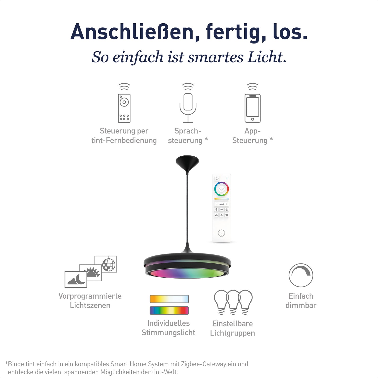 LED pendellampe Kea svart CCT RGB Ø42 cm nærbilde