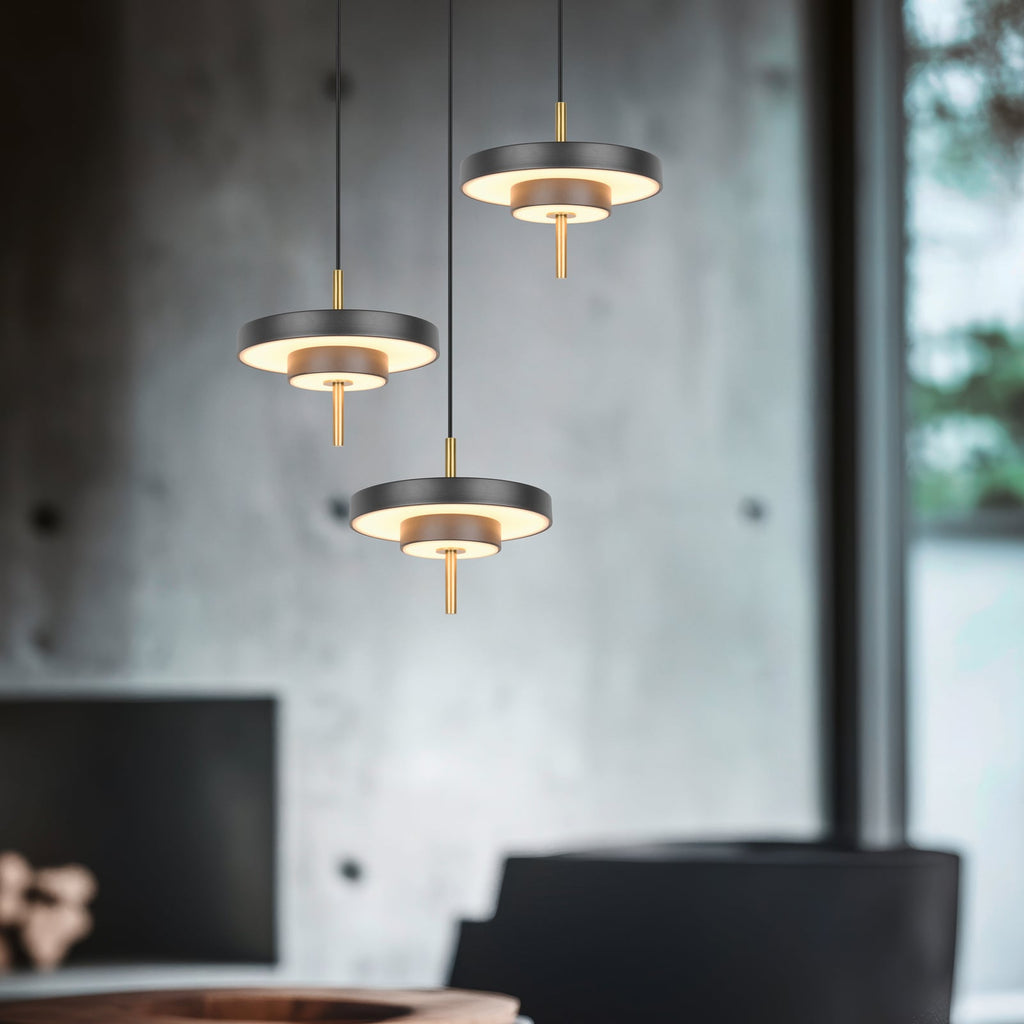 LED pendellampe Keaton svart/gull bakside