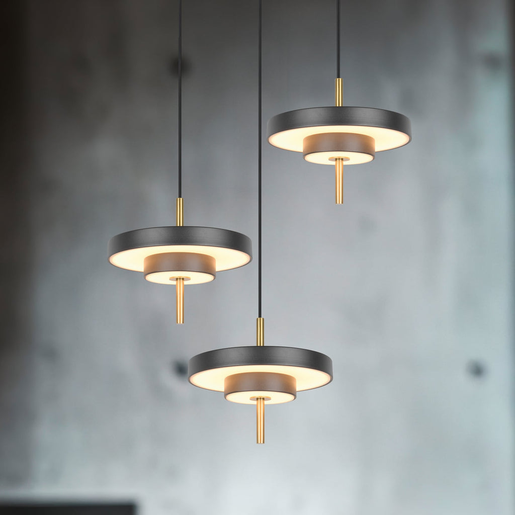 LED pendellampe Keaton svart/gull front