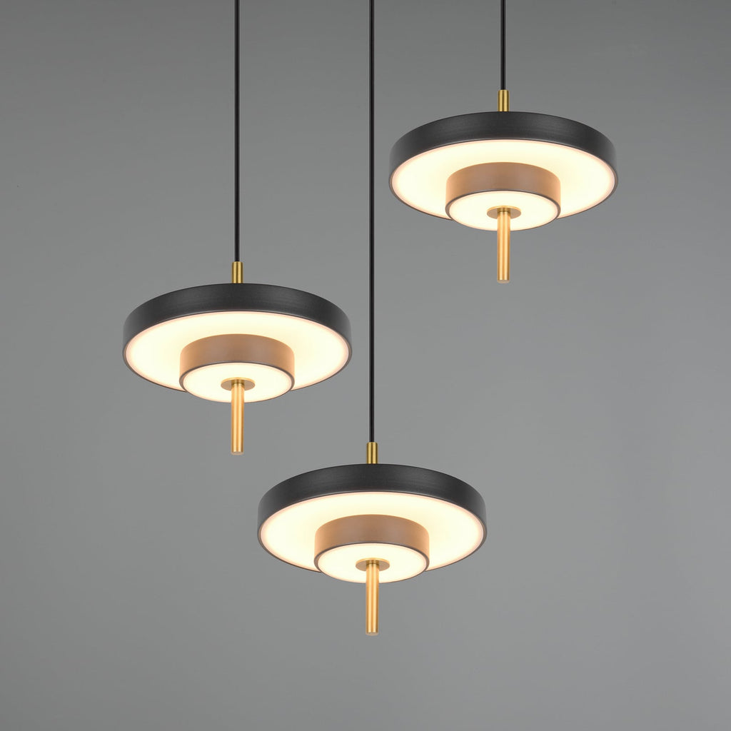 LED pendellampe Keaton svart/gull oppheng