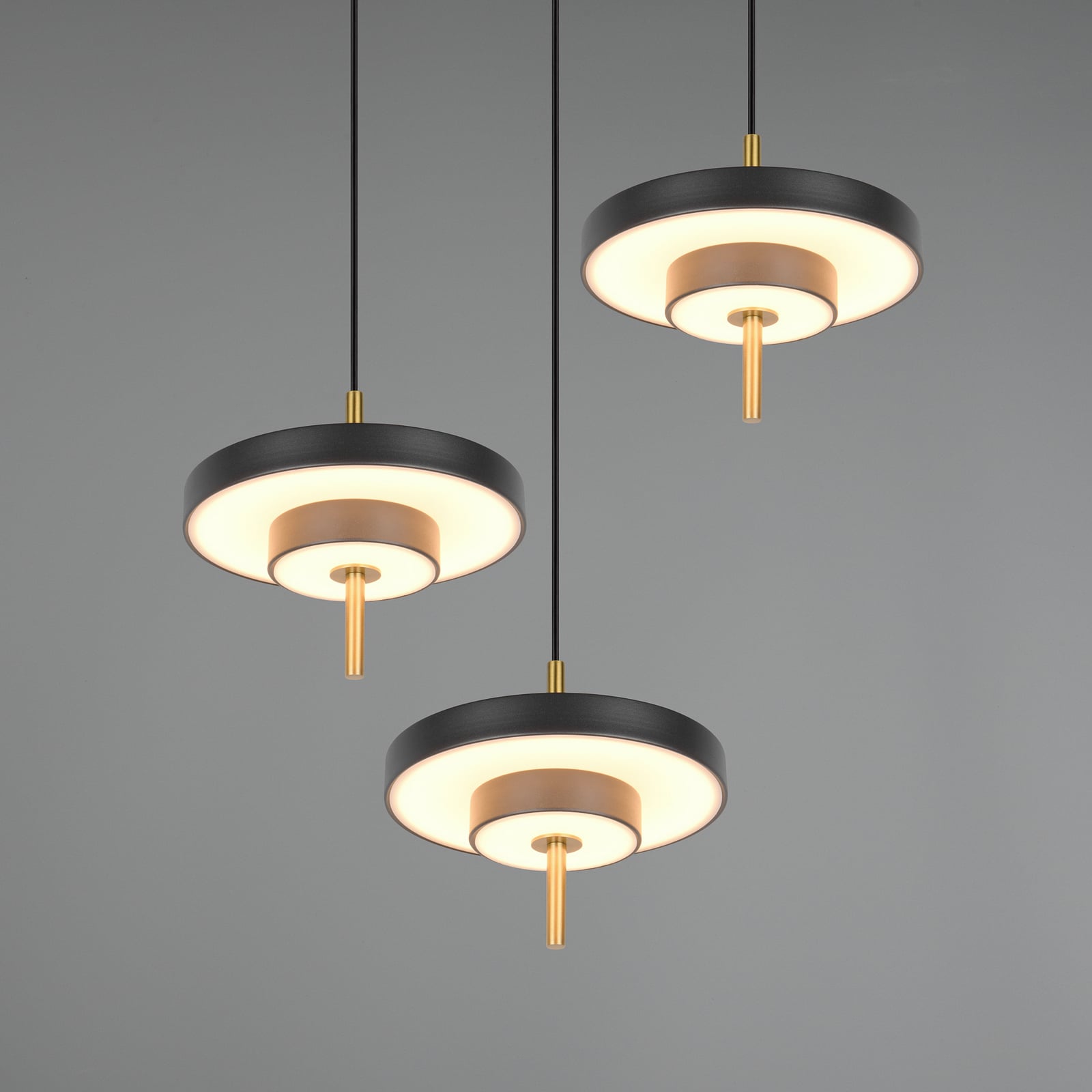 LED pendellampe Keaton svart/gull oppheng