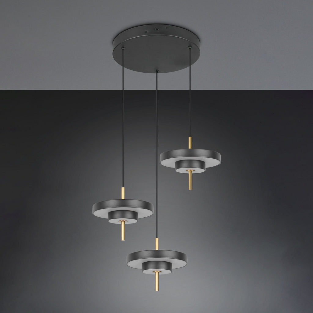 LED pendellampe Keaton svart/gull sidevisning