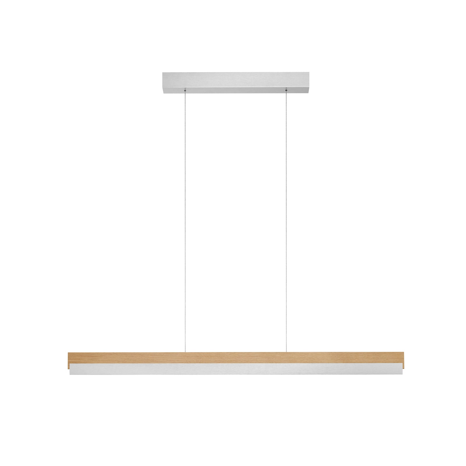 LED pendellampe Keijo eik matt nikkel dimbar 103 cm montert