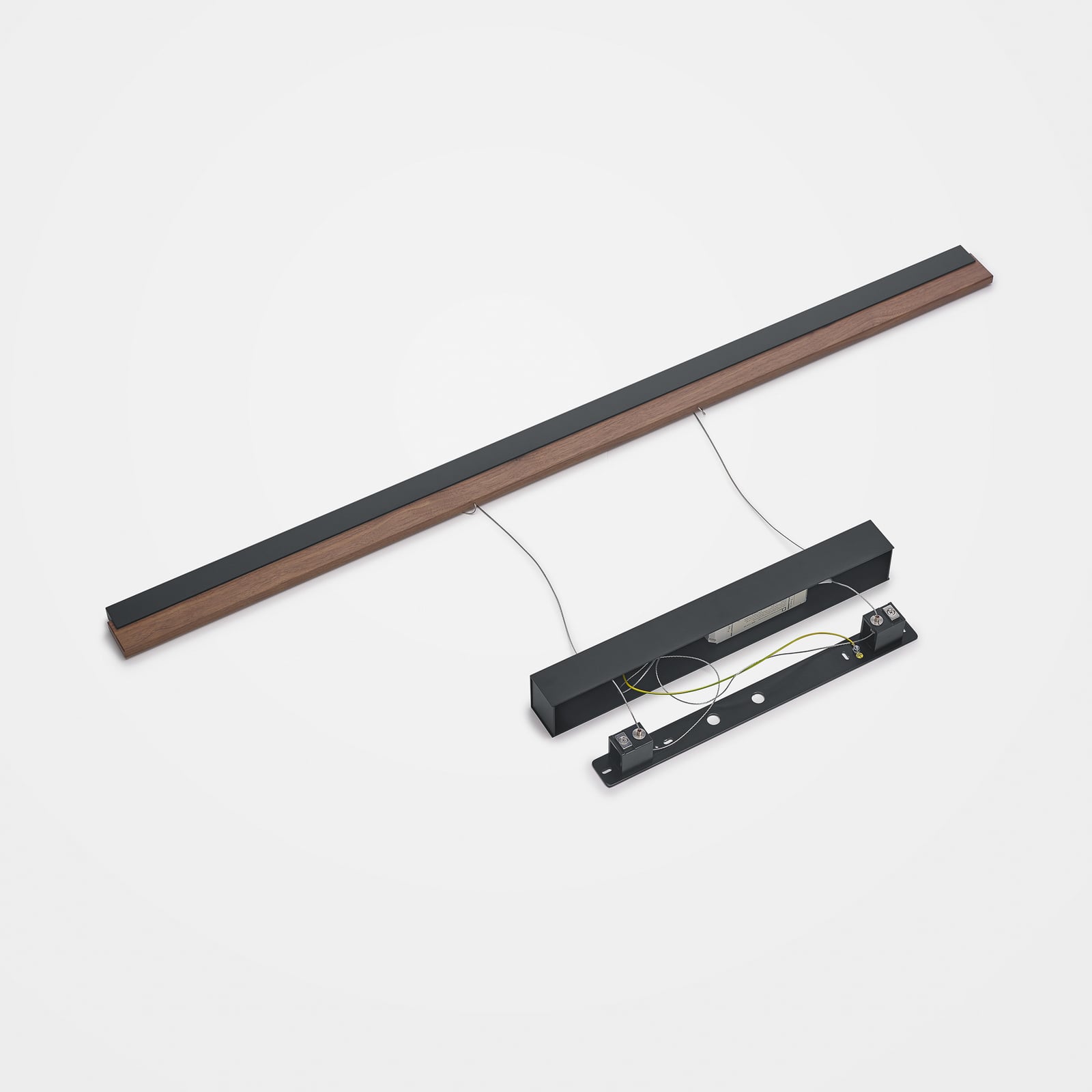 LED pendellampe Keijo svart/valnøtt sideprofil
