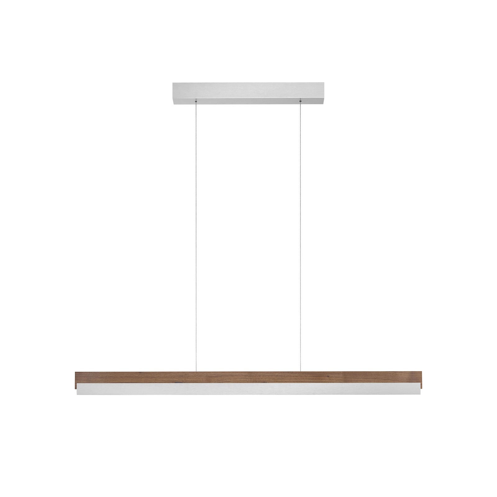 LED pendellampe Keijo valnøtt/matt nikkel 103 cm montert i stue