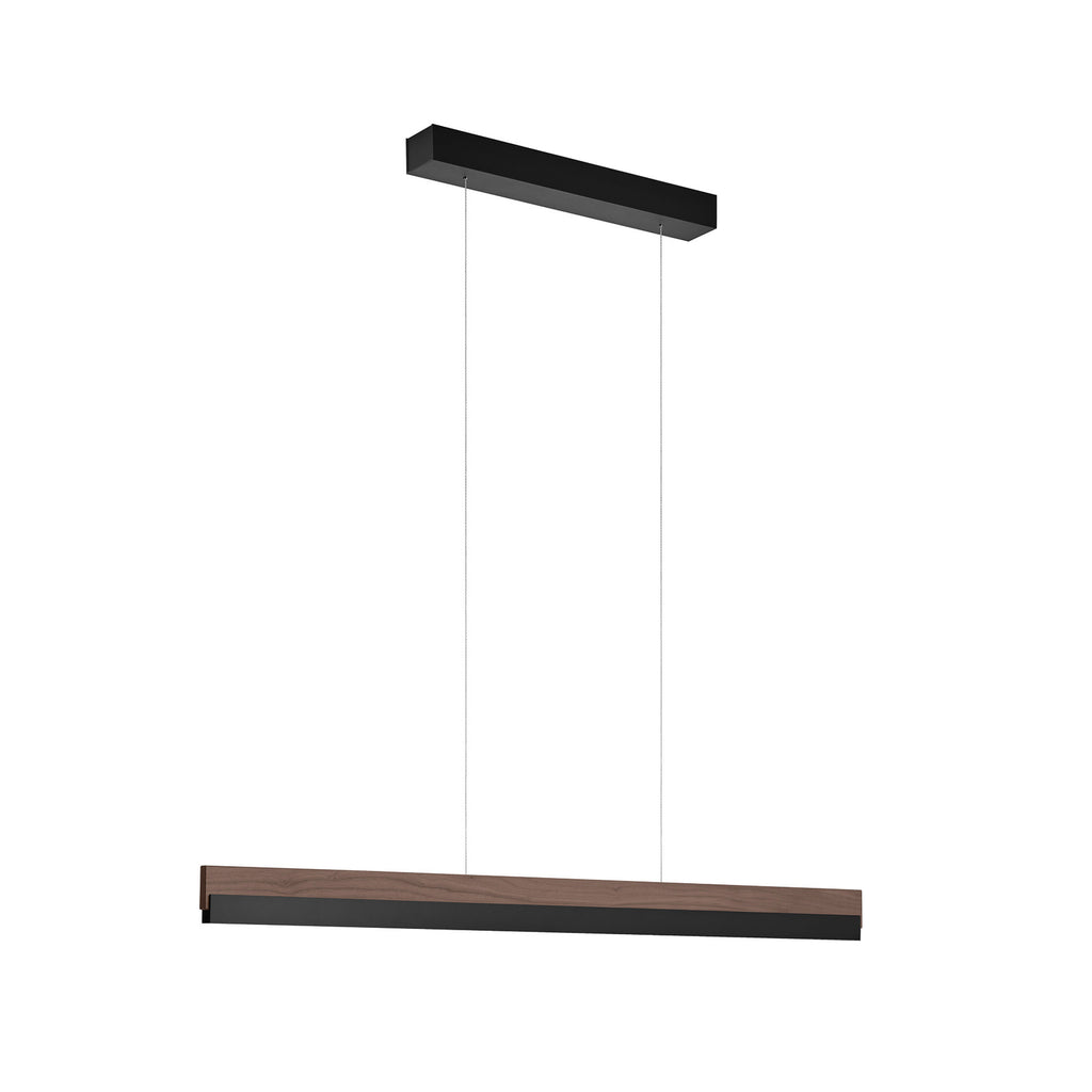 LED pendellampe Keijo valnøtt/svart dimbar 103 cm detalj av materiale