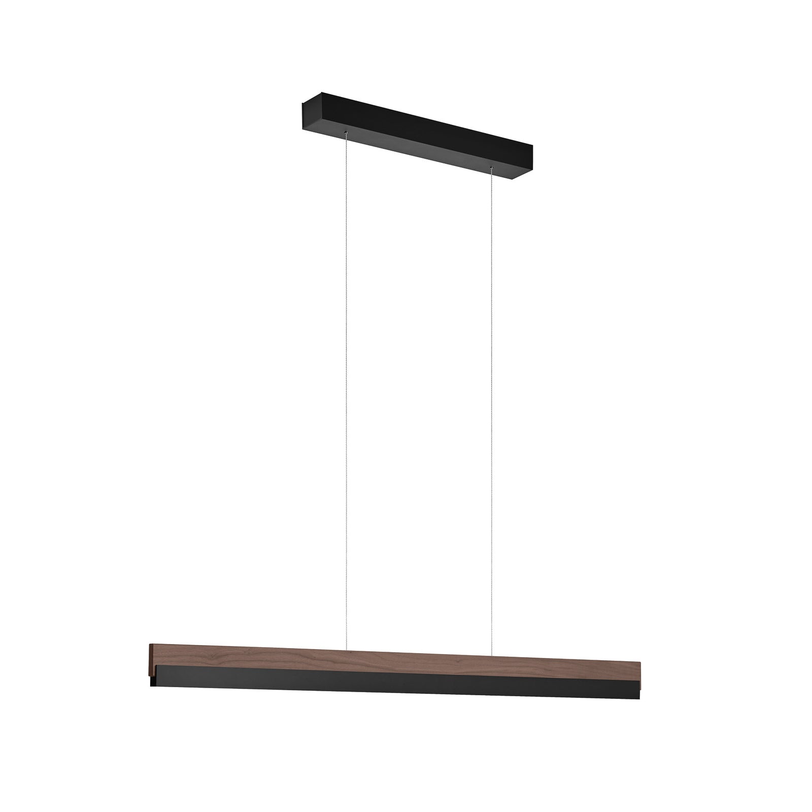LED pendellampe Keijo valnøtt/svart dimbar 103 cm detalj av materiale