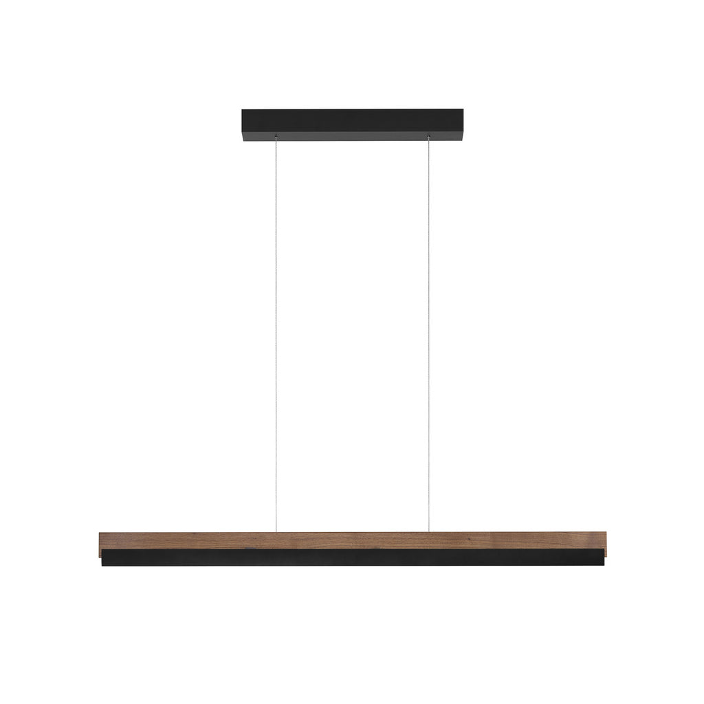 LED pendellampe Keijo valnøtt/svart dimbar 103 cm montert i stue