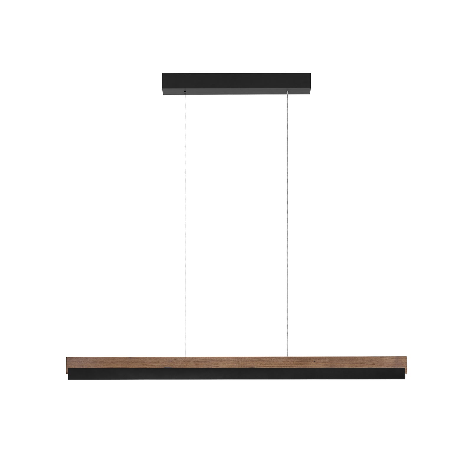 LED pendellampe Keijo valnøtt/svart dimbar 103 cm montert i stue