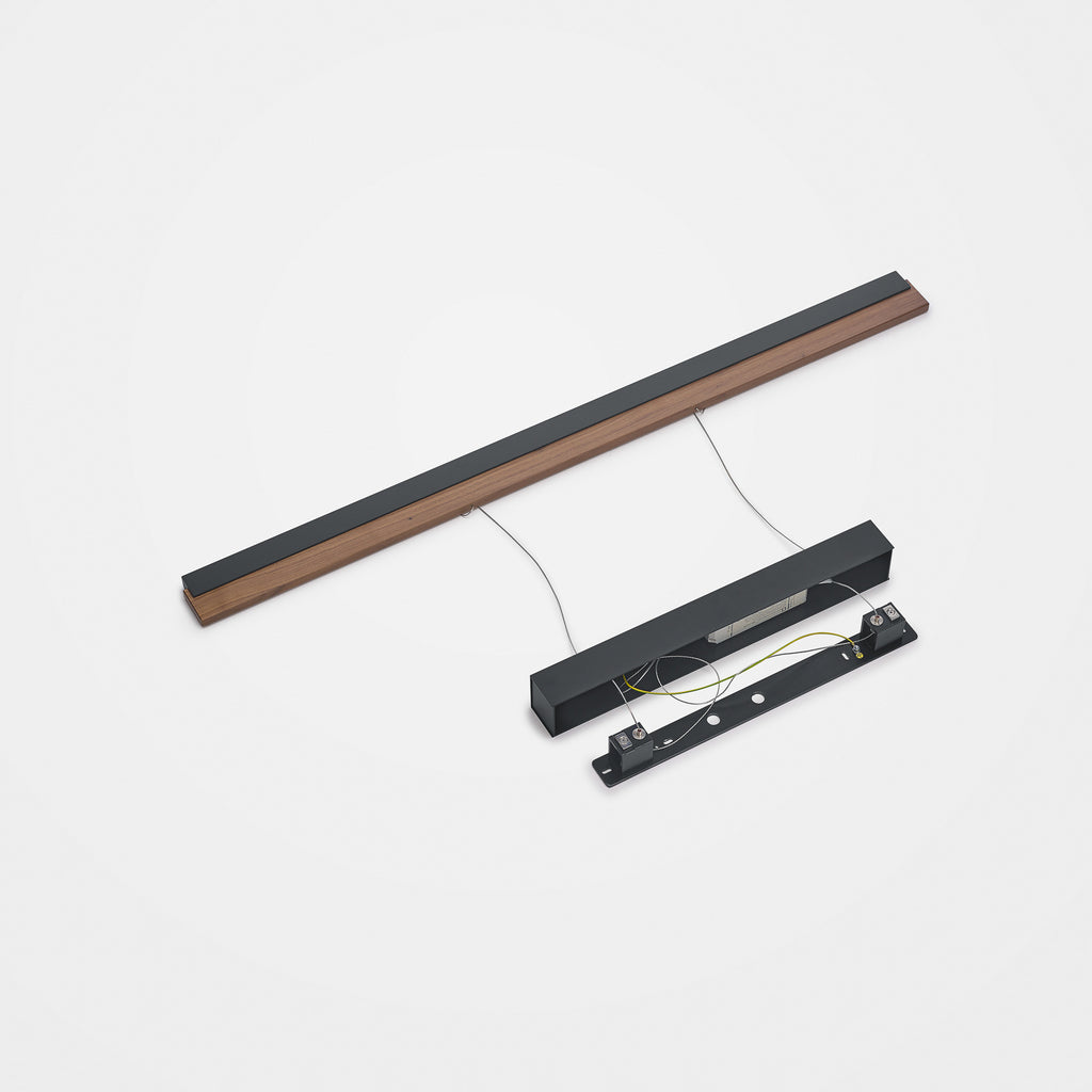 LED pendellampe Keijo valnøtt/svart dimbar 103 cm justerbar høyde