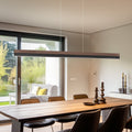 LED pendellampe Keijo valnøtt/svart dimbar 143 cm forfra