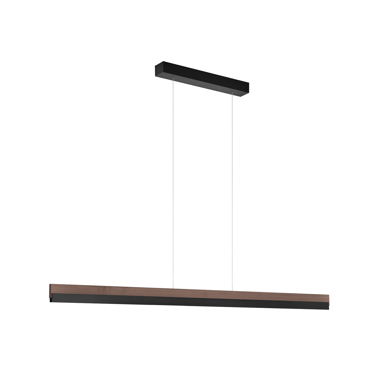 Detalj av LED pendellampe Keijo valnøtt/svart dimbar 143 cm