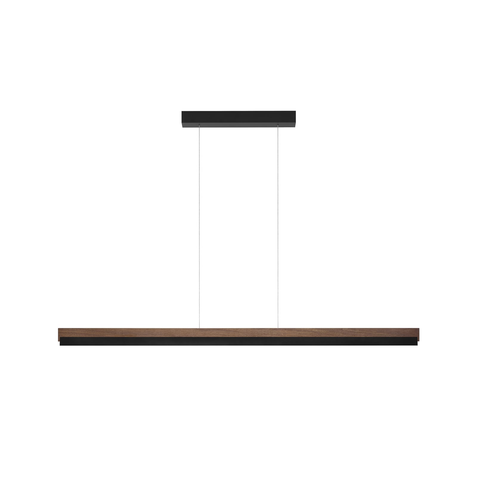 LED pendellampe Keijo valnøtt/svart dimbar 143 cm montert i rom