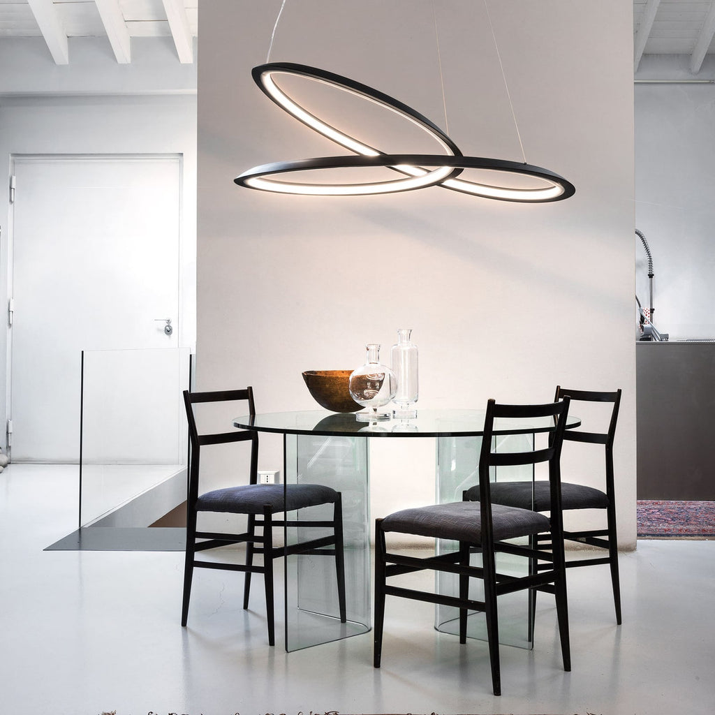 LED pendellampe Kepler dimbar svart Ø84 cm bakside