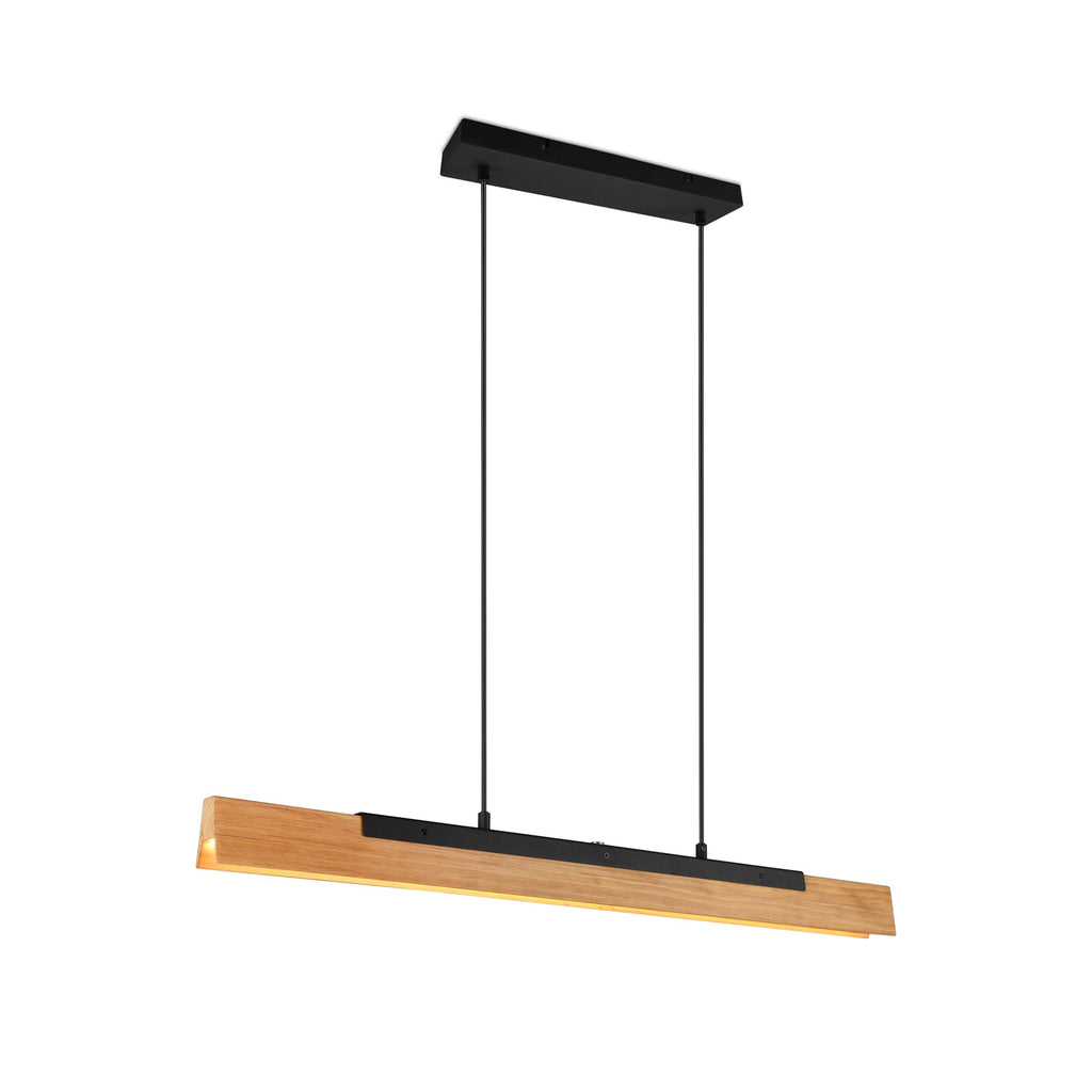 Detalj av tre og metall på LED pendellampe Kerala tre med berøringsdimmer