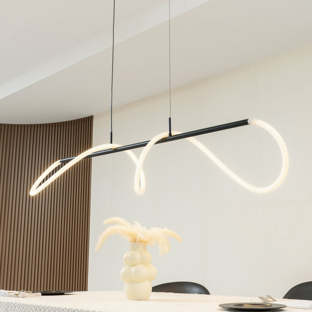 LED pendellampe Kisune svart/hvit 120 cm forfra